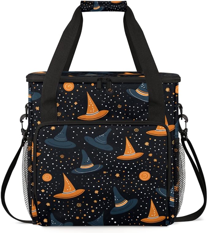 Mystical Halloween Witch Coffee Maker Carrying Bag Travel Storage Bag Compatible with K-Mini or K-Mini Plus Single Serve Coffee Brewer Carrying Case with Multiple Pockets &amp Shoulder Strap