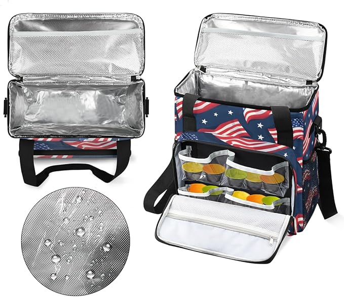 Star-Spangled Banner Coffee Maker Carrying Bag 4th of July Travel Storage Bag Compatible with K-Mini or K-Mini Plus Single Serve Coffee Brewer Carrying Case with Multiple Pockets &amp Shoulder Stra