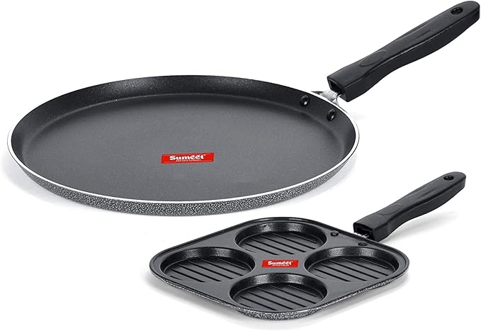Sumeet NonStick Hopea Cookware Set (Dosa Tawa - 26.5Cm Dia + Mini Multi Snack Maker - 4 Cavity -19.5cm)