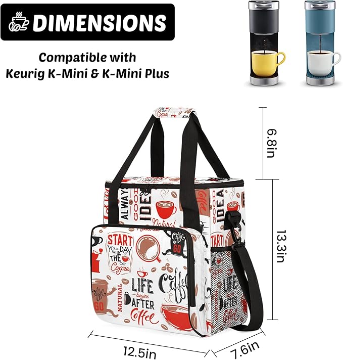 Coffee Maker Carrying Bag Compatible with K-Mini or K-Mini Plus Single Serve Coffee Brewer Portable Storage Bag with Pockets Storage Tote Case With Shoulder Strap