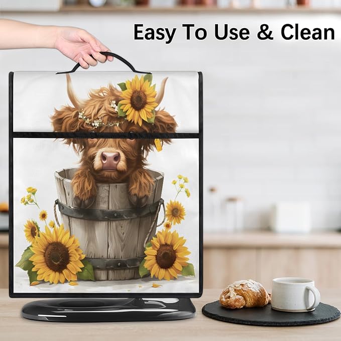 cfpolar Kitchen Aid Mixer Cover Compatible with 6-8 Quarts Sunflower Cute Highland Cattle Stand Mixer Cover Kitchen Aid Mixers Accessories Appliance Organizer Bag Dust Covers with Zipper Pocket