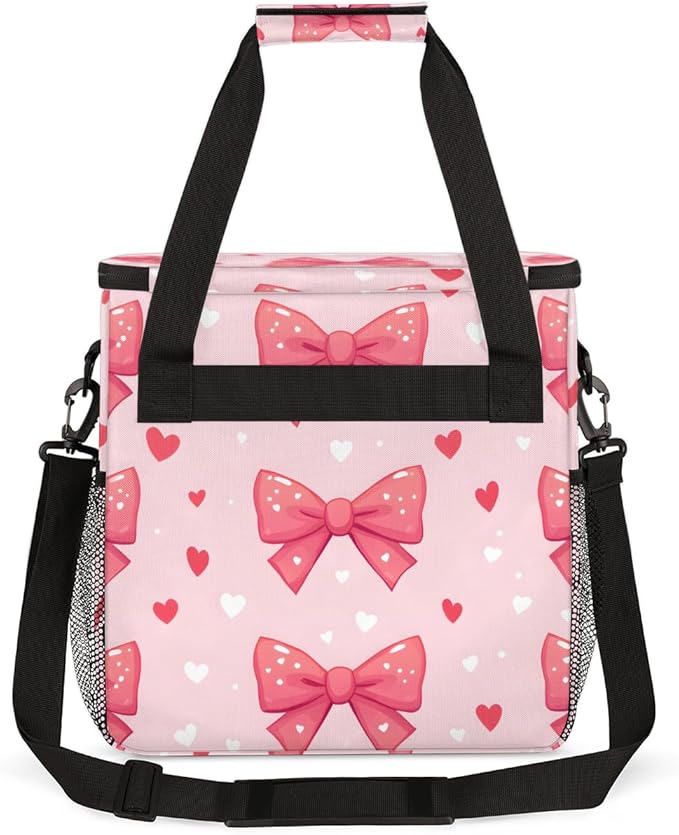 Heart Bow Coffee Maker Carrying Bag Portable Travel Storage Tote Bag Compatible with K-Mini or K-Mini Plus Single Serve Coffee Brewer Carrying Case with Multiple Pockets &amp Shoulder Strap