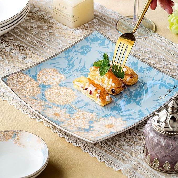 Dinner Plates Pottery Tableware 60 Pieces Dinnerware Set Porcelain Dishes Set with Exquisite Pattern and Complete Equipment European Palace Style Service for 10
