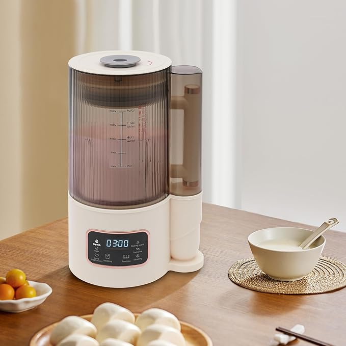 Automatic Soy Milk Machine with 12 Blades Portable Soy Milk Maker Nut Milk Maker Machine Countertop Blender White for Kitchen