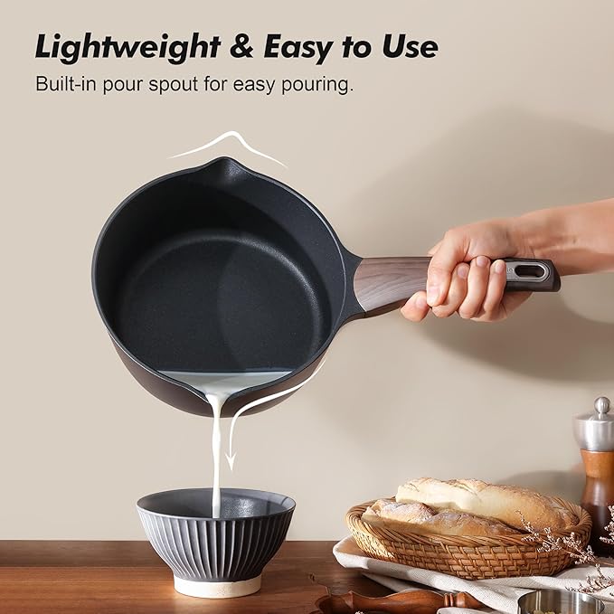 SENSARTE 1.5 &amp 2.5 Quart Sauce Pan Sets with Lid Cooking Pots Set Nonstick Saucepan Set with Pour Spout Small Kitchen Pot Non toxic Saucepot Induction Comptable Easy to Clean PFOA Free