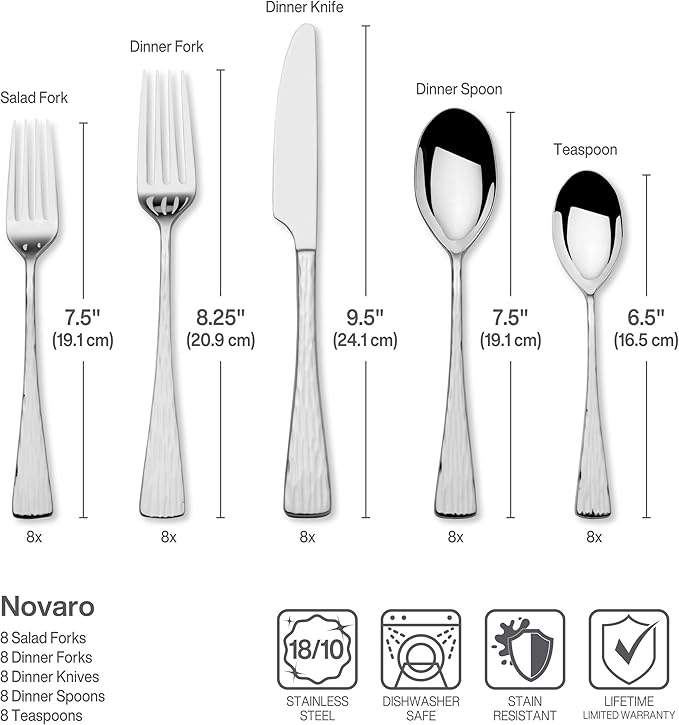 Mikasa Novaro 45-Piece 18/10 Stainless Steel Flatware Set Service For 8