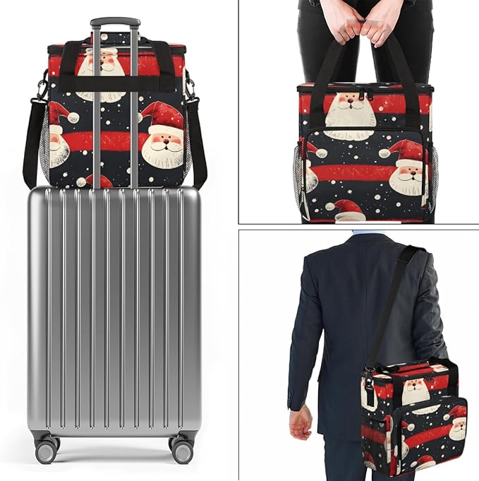 Mystical Santa Claus Coffee Maker Carrying Bag Retro Santa Claus Travel Storage Bag Compatible with K-Mini or K-Mini Plus Single Serve Coffee Brewer Carrying Case with Pockets &amp Shoulder Strap