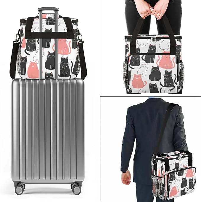 Cartoon Animal Cats Coffee Maker Carrying Bag for Keurig K-Mini or K-Mini Plus Storage Portable Coffee Maker Travel Bag