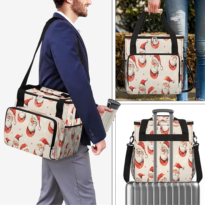 Christmas (685) Coffee Maker Carring Bag Travel Carrying Storage Tote Bag Compatible with Keurig K-Mini or K-Mini Plus Portable Single Serve Coffee Brewer Case with Pockets for K-cup Pods