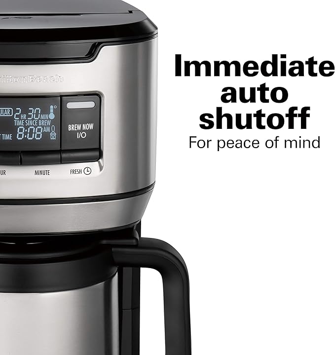 Hamilton Beach Programmable Front-Fill Coffee Maker with Thermal Carafe (46391) 12 Cup Capacity Black and Stainless