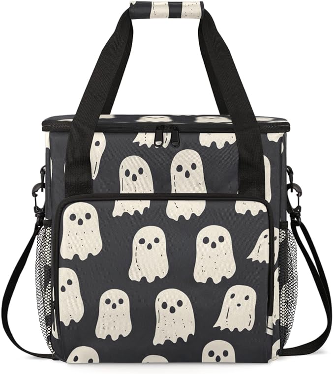 Gothic Spooky Ghost Coffee Maker Carrying Bag Portable Travel Storage Tote Bag Compatible with K-Mini or K-Mini Plus Single Serve Coffee Brewer Carrying Case with Multiple Pockets &amp Shoulder Str