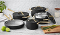 11 Piece Modern Ceramic Cookware Set (Black) – Nonstick Healthy Ceramic Interior – Heavy Gauge Aluminum with Induction Base – Oven Safe to 450°F