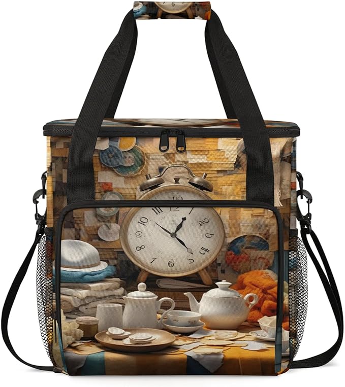 Coffee Time Coffee Maker Travel Bag for Keurig K-Mini/K-Mini Plus Insulated Waterproof Tote with Pockets for K-Cup Portable Single-Serve Brewer Case