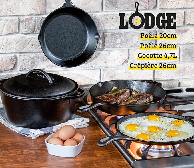 Lodge Pre-Seasoned Cast Iron 5 Piece Set Black