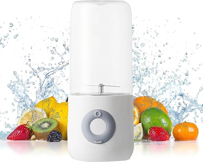 Mini Portable Blender Personal Size Blenders For Shakes And Smoothies With 6 Ultra Sharp Blades 17 Oz(500mL) Mini Blender USB Rechargeable For Travel/Picnic/Office/Gym (WHITE)