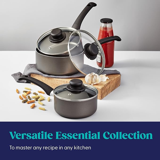Judge Everyday 3 Piece Cookware Set Non Stick Pot Set 3-Pieces 16cm 18cm 20cm Saucepans Aluminium Pots with Heat Resistant Handles Not Suitable for Induction Hobs Compatible with All Other Hobs