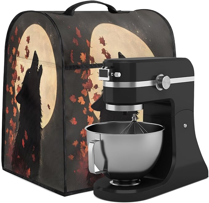 cfpolar Kitchen Aid Mixer Cover Compatible with 6-8 Quarts Autumn Animal Wolf Stand Mixer Cover Kitchen Aid Mixers Accessories Appliance Organizer Bag Dust Covers with Zipper Pocket