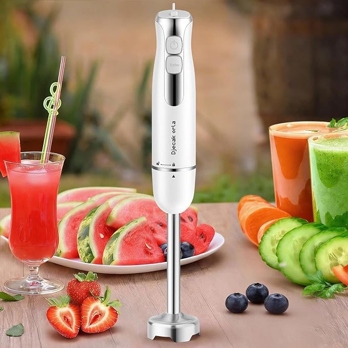 700W Upgraded Blender with 20-Speed Settings Food Processor Emulsion Blender Handheld Milk Frother Handheld Batidora De Mano Electrica for Kitchen Appliances White