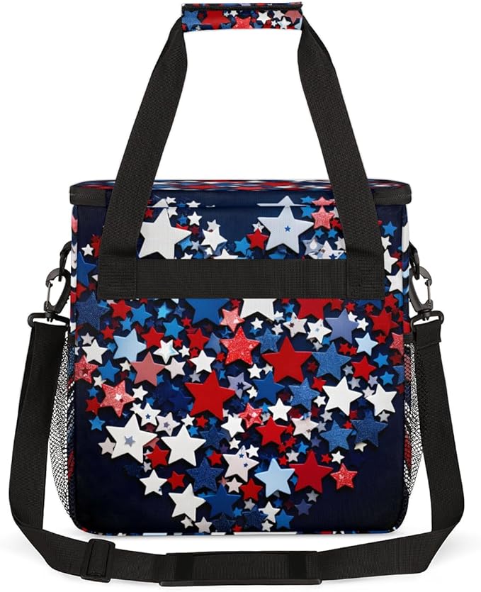 4th of JulyPatriotic Coffee Maker Carrying Bag Portable Travel Storage Tote Bag Compatible with K-Mini or K-Mini Plus Single Serve Coffee Brewer Carrying Case with Multiple Pockets &amp Shoulder S