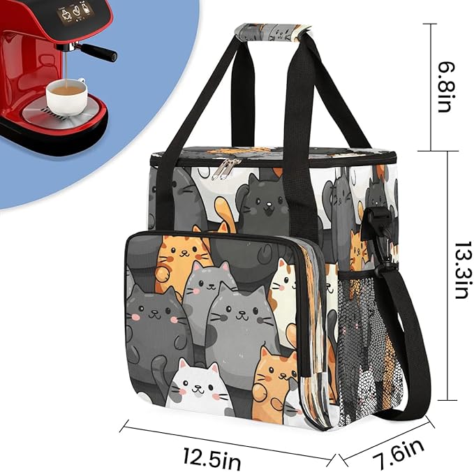 Animal Lovely Cats Coffee Maker Carrying Bag for Keurig K-Mini or K-Mini Plus Storage Portable Coffee Maker Travel Bag
