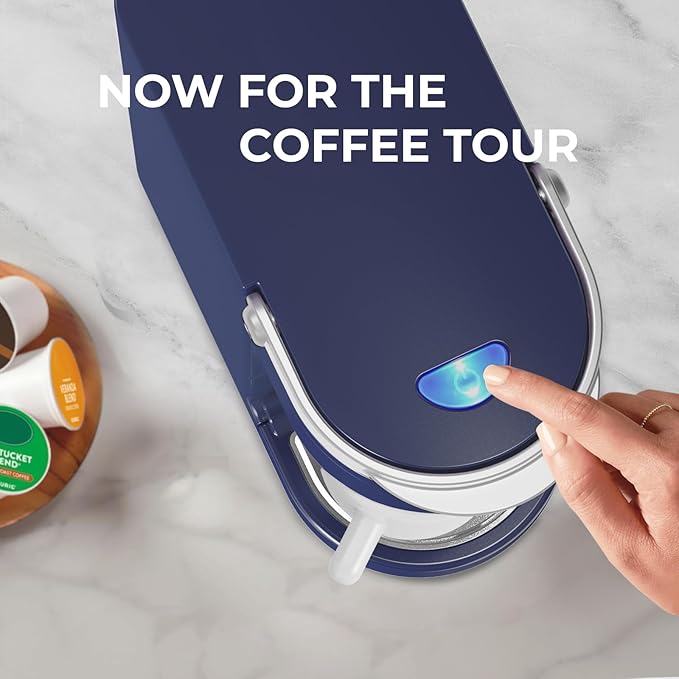 CHULUX Slim Single Serve Coffee Maker for K Pods One Cup Coffee Maker Fits 7.3 Travel Mugs Coffee Machine with 6 to 12oz Brew Sizes Navy Blue
