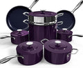 Nuwave Lux 13pc Forged Lightweight Cookware Set PFAS Free Healthy G10 Duralon Ceramic Coating Ultra Non-Stick Stay-Cool Handles Works on All Cooktops &amp Induction Ready