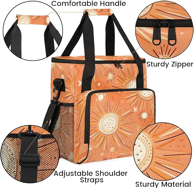 Ethnic Orange Pattern Coffee Maker Carrying Bag Portable Travel Storage Tote Bag Compatible with K-Mini or K-Mini Plus Single Serve Coffee Brewer Carrying Case with Multiple Pockets &amp Shoulder S