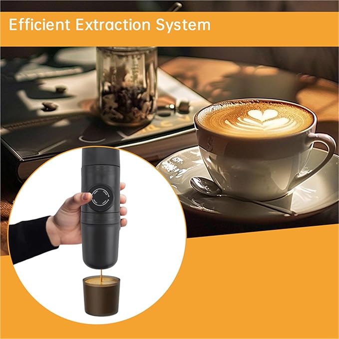 A52Q-Coffee Maker Portable Coffee Machine 70ML Pressure Espresso Manual Handheld Pots For Car Travel Camping Home Office