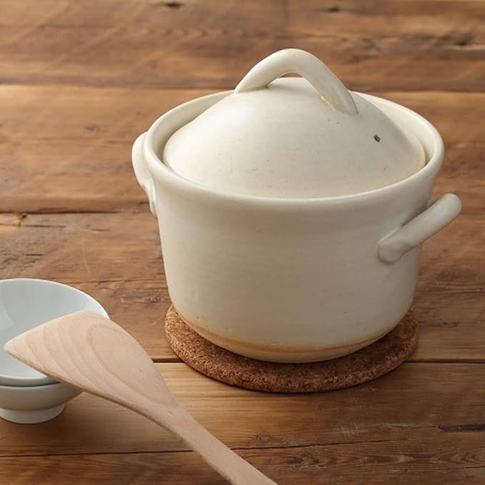 Japanese Donabe Cocer Rice Cooking Pot 3 Go 2200cc White