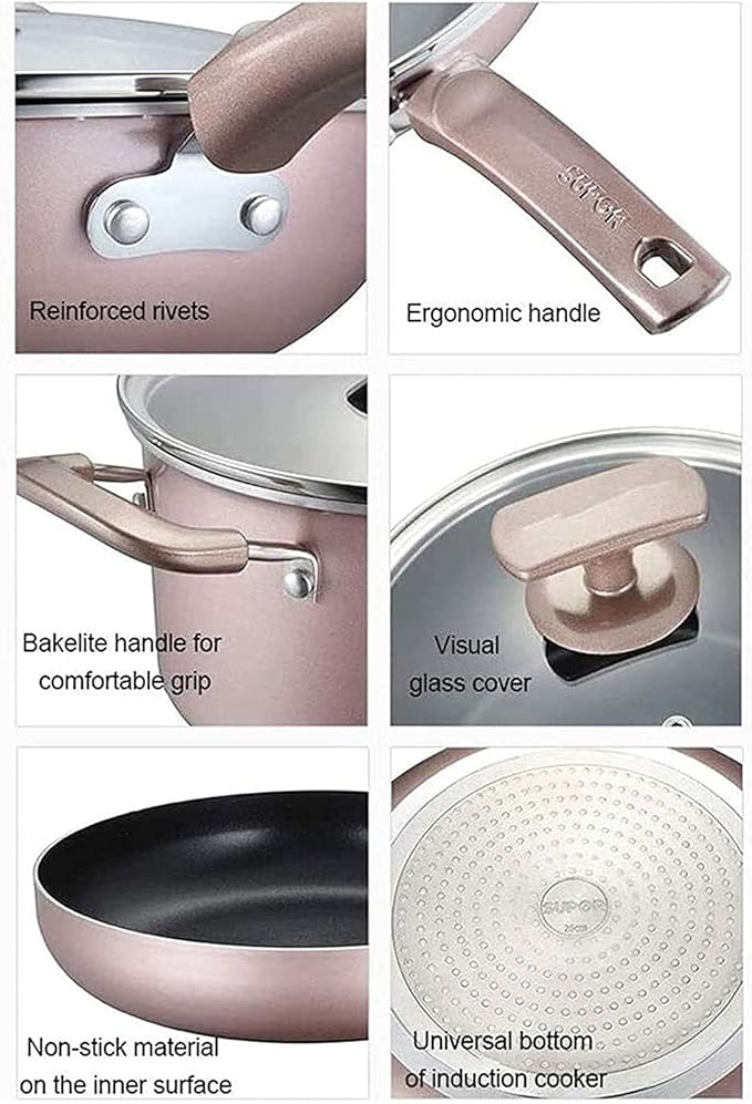 Non-Stick Pot and Pan SetKitchen Cookware SetStir-Fry PansFrying Pan and Saucepan Set with Lids3-Piece Set Variety Pack