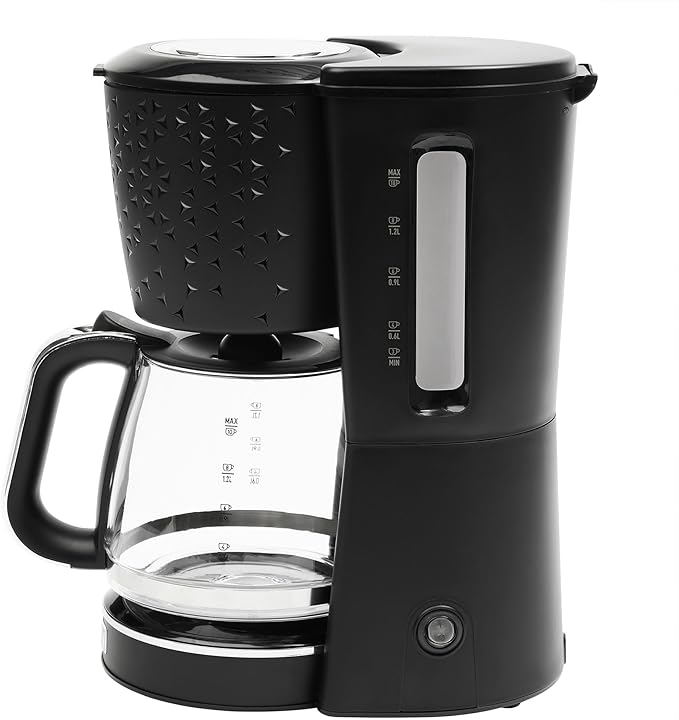 HADEN Starbeck Coffee Machine 10 Cup Automatic Drip Coffee Maker with Anti-Drip Function and Reusable Washable Water Filter Black &amp Chrome