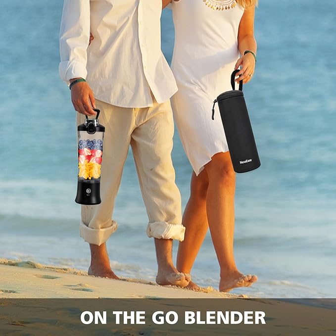 Portable Blender for Shakes and Smoothies- Personal Juicer 20 OZ Electric Protein Shaker Bottle with Insulated Sleeve USB-C RechargeableTravel Lid-Small Blender Cup for Kitchen Office GymTravel