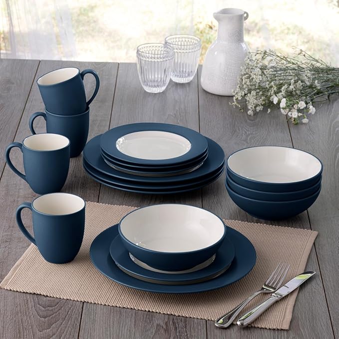 Noritake Colorwave Blue 16-Piece Rim Set Service for 4 in Blue