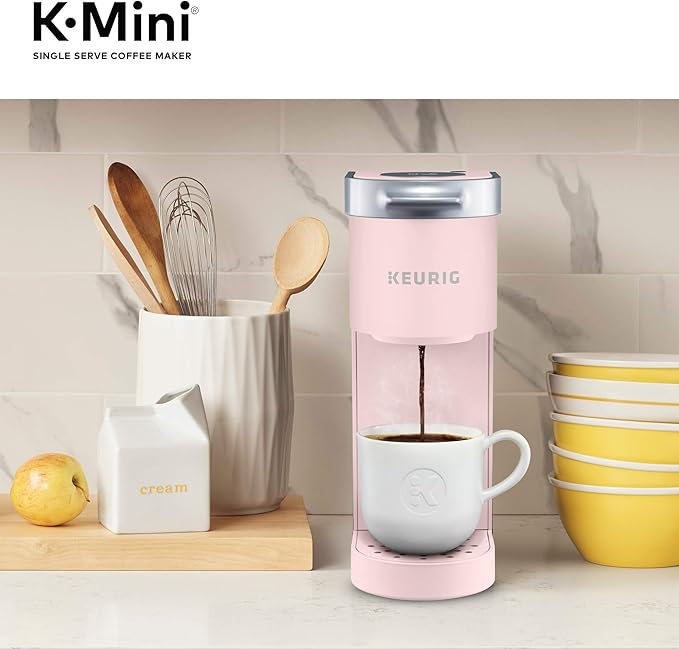 Keurig K-Mini Single Serve K-Cup Pod Coffee Maker 6 to 12oz Brew size with Cord Storage Perfect for Small Spaces Dusty Rose