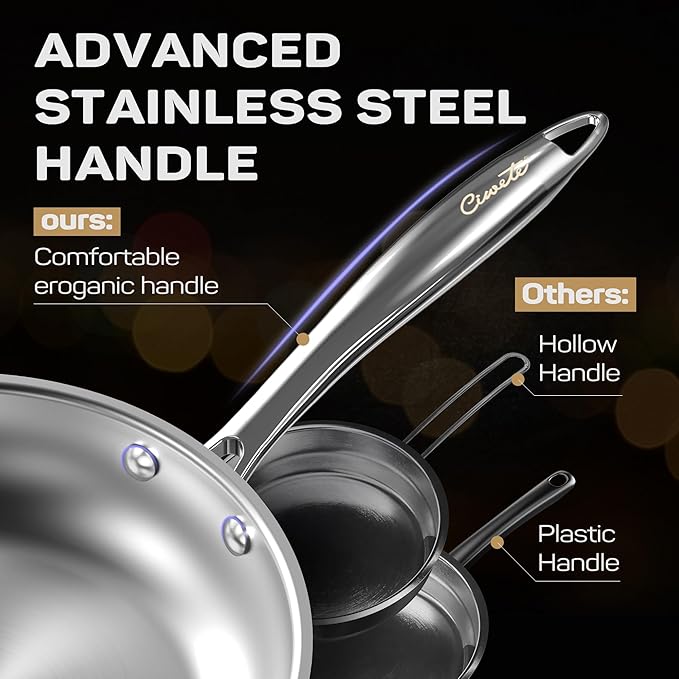 11PC Stainless Steel Cookware Set &amp 3 QT Saucepan (Glass Lid)