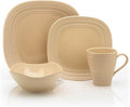 Mikasa Swirl Square 4-Piece Dinnerware Set Tan