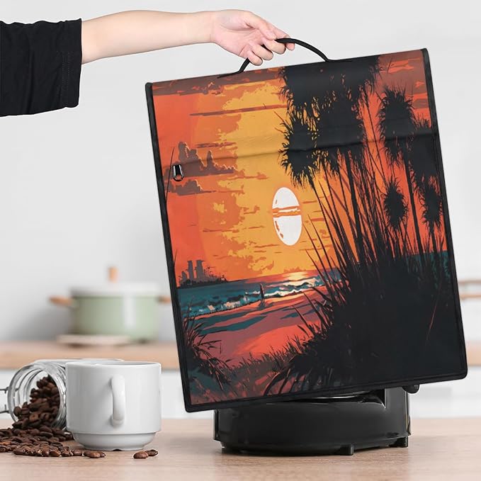 cfpolar Kitchen Aid Mixer Cover Compatible with 6-8 Quarts Sunset Ocean Palm Trees Stand Mixer Cover Kitchen Aid Mixers Accessories Appliance Organizer Bag Dust Covers with Zipper Pocket