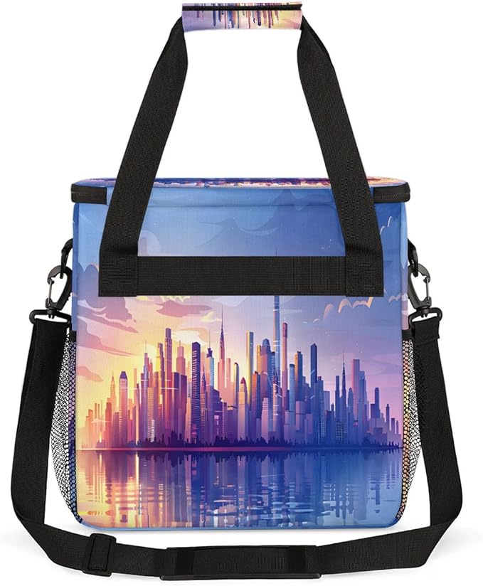 Sunset Urban Landscape Coffee Maker Travel Bag for K-Mini or K-Mini Plus Single Serve Coffee Brewer Portable Storage Tote Case for Tarvel