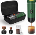 Portable Coffee Maker for Travel &amp Camping Portable Espresso Maker with Bag Rechargeable Cordless Battery Operated Coffee Makers for Ground Coffee NS Capsule RV Hiking Office(Green)