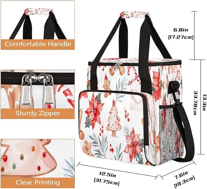 Christmas (720) Coffee Maker Carring Bag Travel Carrying Storage Tote Bag Compatible with Keurig K-Mini or K-Mini Plus Portable Single Serve Coffee Brewer Case with Pockets for K-cup Pods