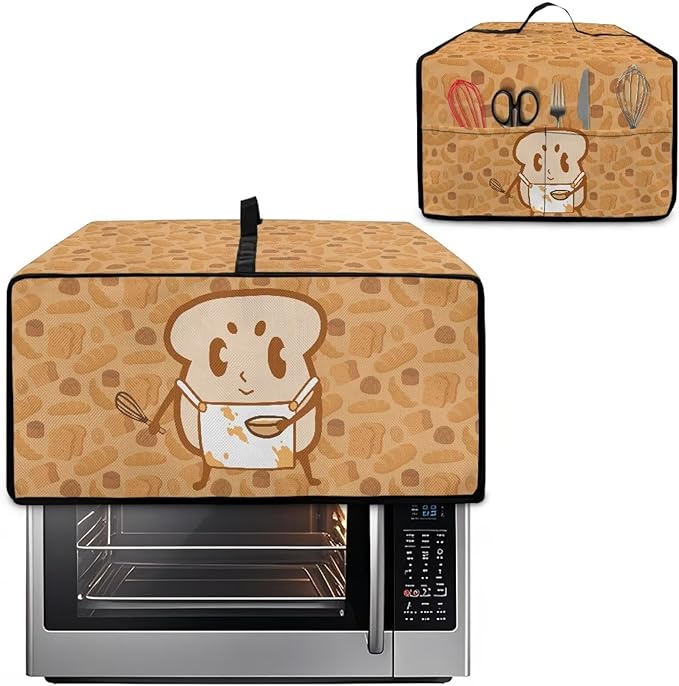 Doojoayie Kitchen Toaster Dust Cover Compatible with 4 Slice Toaster Dust Protection Cover Kitchen Decoration Small Appliance Protector Cute Cartoon Toster People Print