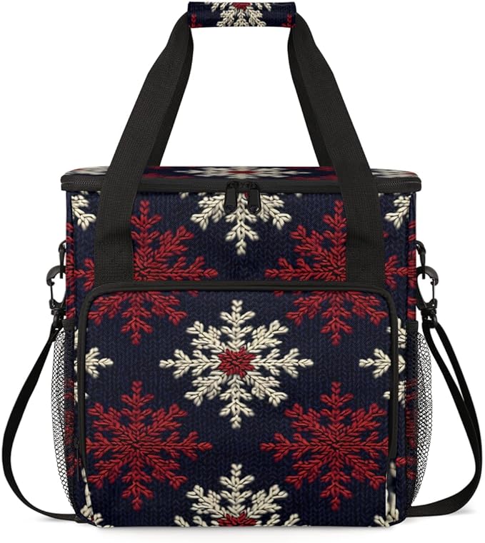 Christmas Snowflakes Coffee Maker Carrying Bag Graffiti Snowflakes Travel Storage Bag Compatible with K-Mini or K-Mini Plus Single Serve Coffee Brewer Carrying Case with Pockets &amp Shoulder Strap