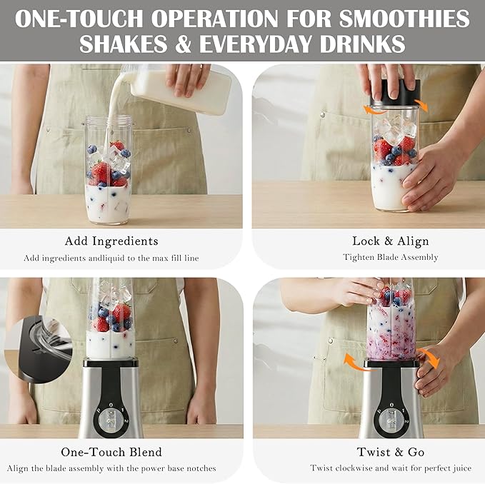 Smoothie Blender Food Processor Combo 13 Piece All-in-One Kitchen System with Grinder Meat Chopper 4 in 1with 4 BPA-Free Cups(10oz-42oz) ShakesBaby FoodBlendingDishwasher SafeIdeal Gift