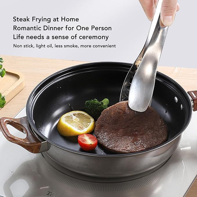 6pcs Pots and Pans Set Stainless Steel Woodgrain Model Kitchen Cookware Sets with Handles Kitchen Cookware Set for Soup for All Stovetops