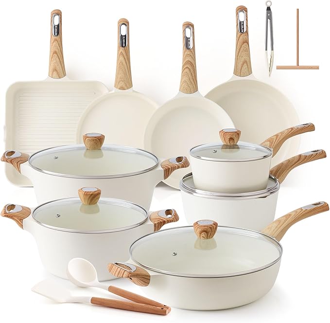 SENSARTE 26 Pcs Nonstick Kitchen Ceramic Cookware Sets1.5 Quart Small Saucepan with LidNon stick Saucier Pan Induction Pot