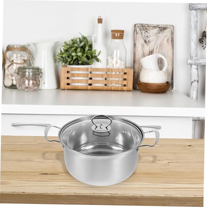 HEALLILY Cookware Set Stainless Steel Soup Pot Milk Pot Frying Pan Utensil Set Non Stick Frying Pans Kitchen