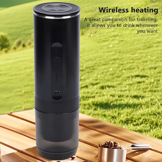 Portable Espresso Maker 20 Bar Espresso Coffee Machine 3 In 1 Travel Coffee Maker Fast Heating Compatible with Ground Coffee and Capsule for Hiking Office RV (Black)