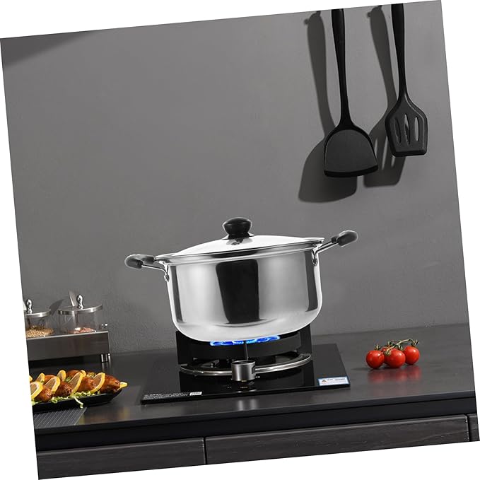 1Set Stainless Steel Cookware Set Kitchen Cookware with Soup Pot Frying Pan and Milk Pot Multi Function Cooking Everyday Use Easy to Clean