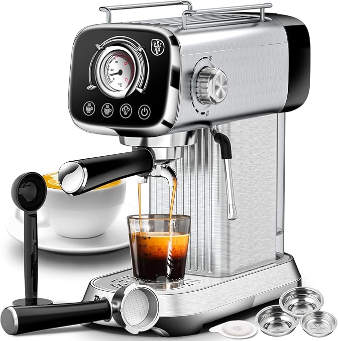 High-Pressure Coffee Maker Stainless Steel High-Pressure Espresso Machine 0.8L Water Tank Steam Control Frothy Drinks Ideal for Home Baristas Perfect for Specialty Coffee