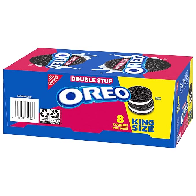 OREO Double Stuf Chocolate Sandwich Cookies King Size 10 Snack Packs (8 Cookies Per Pack)